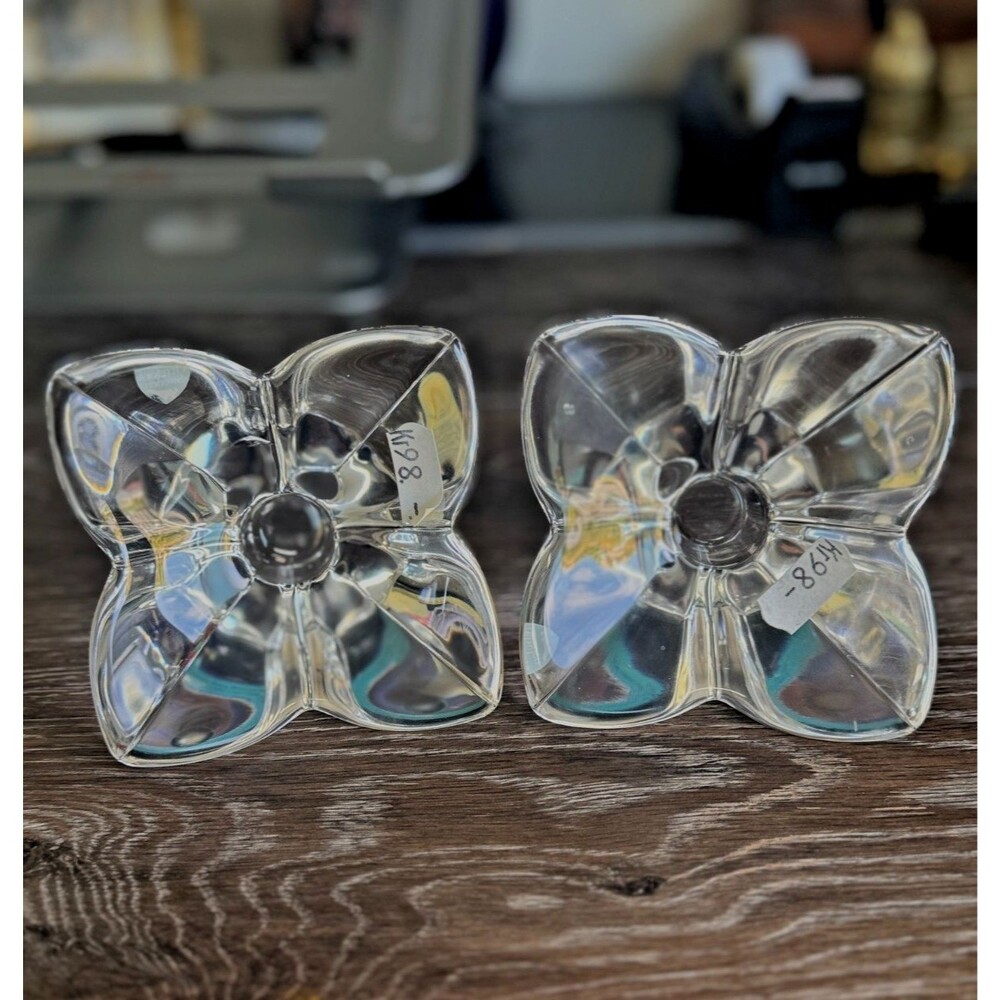 Orrefors Sweden Crystal Candle Holder Set